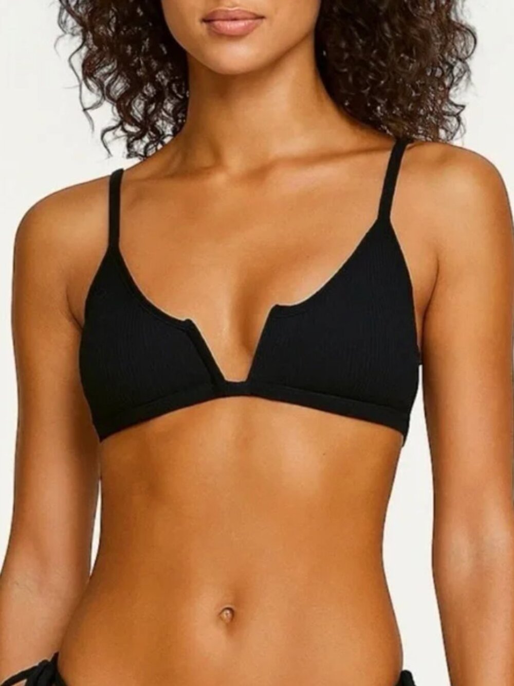 ONEONE SWIMWEAR Black Ribbed Jenna Top‎ NWOT